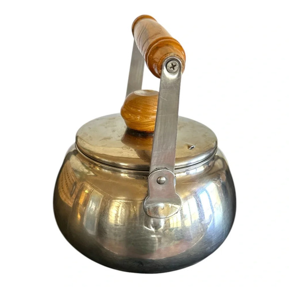 Vintage Stainless steel teapot with wooden handle - Picture 3 of 6
